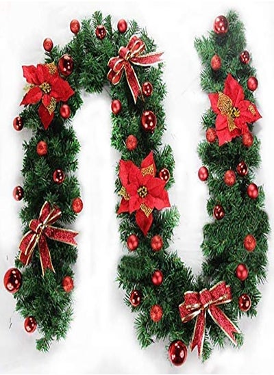 اشتري Artificial Xmas Garland for Christmas, 9 Ft with Pine Cones ,Red Berries Operated Christmas Decoration Indoor Home-for Home Stairs Fireplace Front Door (Red) في الامارات