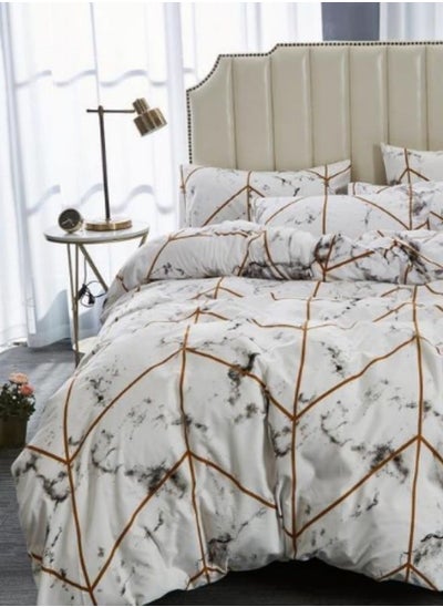 Buy Bedding Set wit out filler (Comforter Cover set) Marble design, White and Black Color Various Sizes in UAE