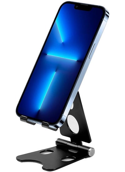 اشتري Phone Stand for Desk, Mione Foldable Adjustable Angle and Height Desktop Phone Holder, Portable Phone Mount Compatible with iPhone, All Mobile Phones, Switch, Tablets (4''-10'') في الامارات