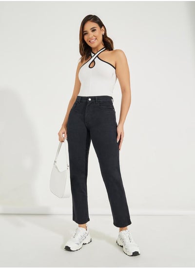 Buy Basic Mom Fit Cropped Jeans in Saudi Arabia