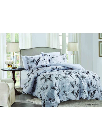 اشتري Best Quality 6 Piece King Size Comforter Set Microfiber Snow White في الامارات