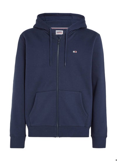 Buy Men's Organic Cotton Fleece Zip-Thru Hoody Sweatshirt, Navy in Saudi Arabia