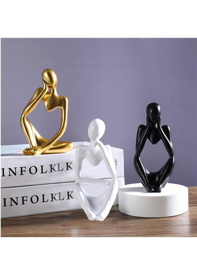 اشتري Thinker Statues and Sculptures, Sandstone Resin Thinker Statue Ornaments, Abstract Style Sculptures, Housewarming Gifts, Housewarming Decorations, Living Room Desk Decor (3 PCS) في السعودية