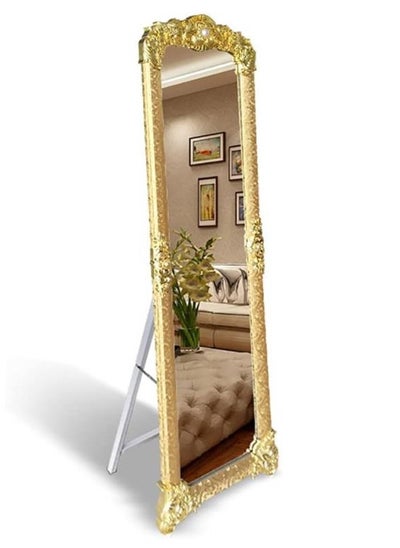 Buy Stand Mirror, Full Length Mirror Standing Mirror, Large Rectangle Bedroom Mirror Floor Mirror, Carved Frame (8132-Gold) in Saudi Arabia