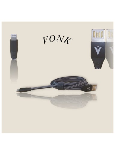 Buy VONK V-B01 Quick Charge Data Cable lighting -USB Mobile Phone Charger USB 2A Fast Charging Cable - Black in Egypt