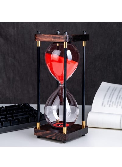 اشتري Hourglass Timer, 30 Minutes Sand Timer Vintage Wooden Men's Ladies Quiet Clock for Home Office Kitchen Wedding Decor Ornaments Red في السعودية