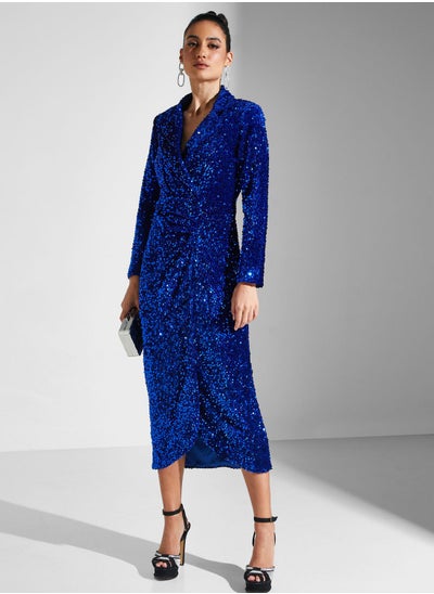 اشتري Solid Sequin Detailed  Dress في الامارات