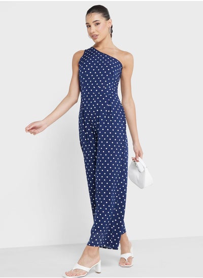 اشتري One Shoulder Polka Print Jumpsuit في السعودية