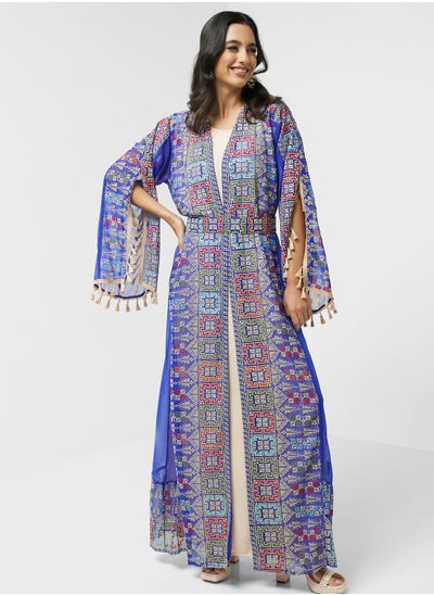 Buy Embroidered Belted Abaya in UAE