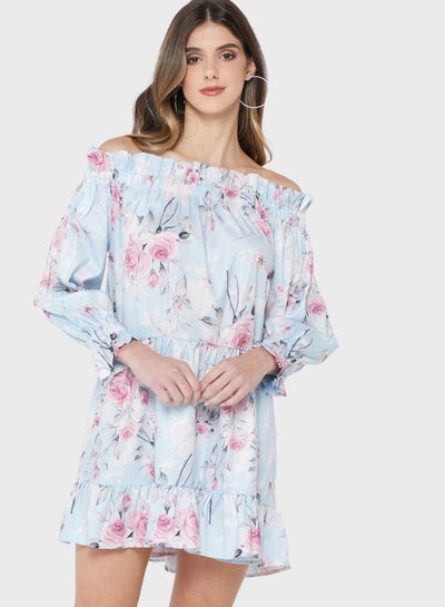 Buy Off Shoulder Printed Dress in Saudi Arabia