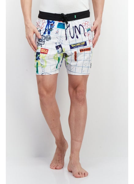 اشتري Men 17 Inseam Allover Print Board Shorts, White Combo في الامارات