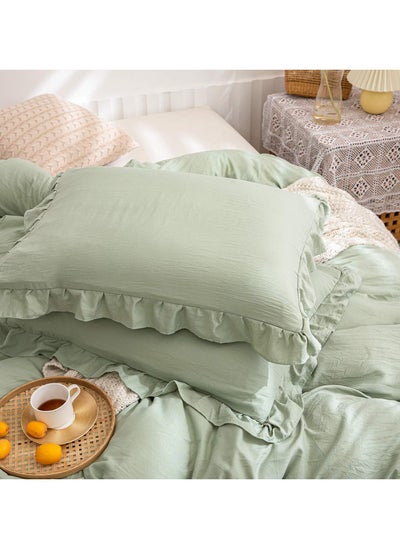 اشتري Cute Pillowcase 2 Piece Set, Green Ruffle Pillowcase, Shabby Chic Sea Green Pillowcase (20 inches x 30 inches) في السعودية