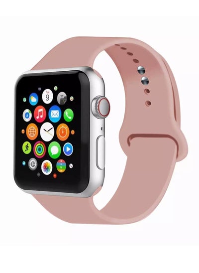 Buy Silicone Band Strap for Apple Watch 42/44mm, Pink in Egypt