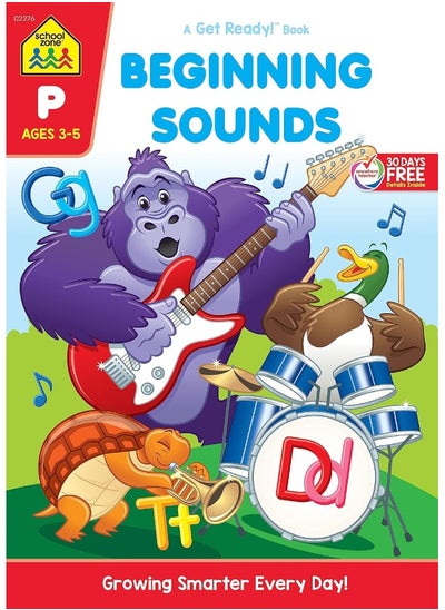 اشتري School Zone - Beginning Sounds Workbook - 64 Pages, Ages 3 to 5, Preschool to Kindergarten, Alphabet, Lower & Uppercase Letters, Tracing, and More ... Ready!™ Book Series) (Deluxe Edition 64-Page) في الامارات