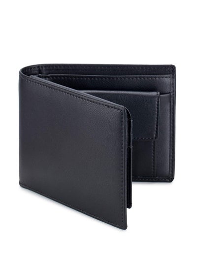 Buy Leather Men's Wallet with Coin Pocket, RFID Blocking Slim Bifold Credit Card Wallet with ID Window (Black) in Saudi Arabia