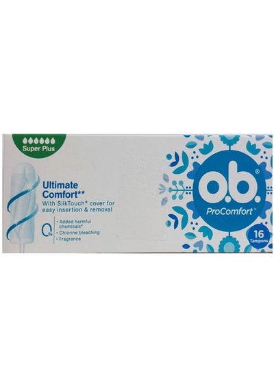 Buy OB Tampons, ProComfort, Super Plus, Pack of 16 tampons in UAE