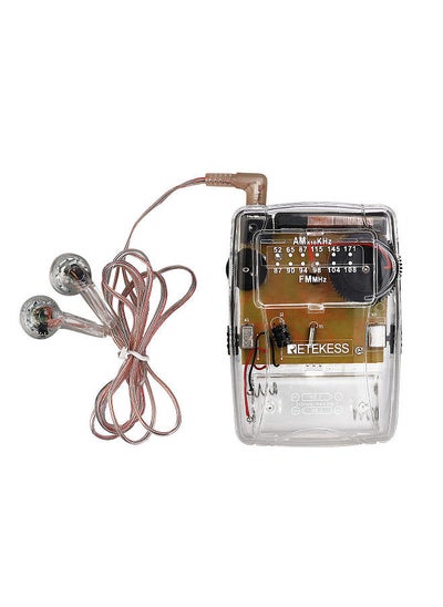 Buy Retekess TR624 Transparent Portable Radio AM / FM Pointer Tuning Mini Pocket Radio with Earphone Transparent in UAE