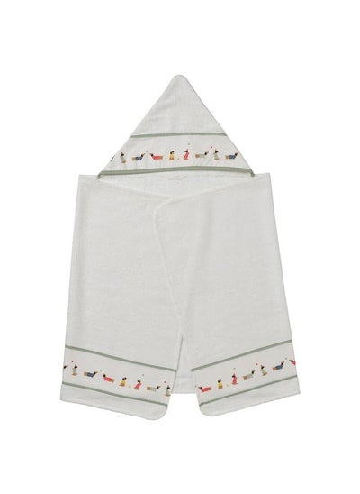 Buy Baby Towel With Hood Puppy Pattern White 60X125 Cm in Saudi Arabia