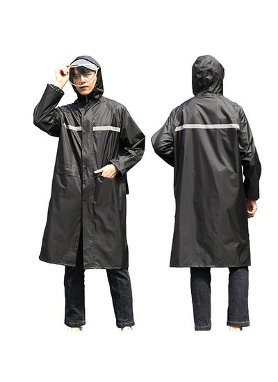 Buy Waterproof Long Hooded Raincoat Lightweight Rainwear Reflective with Pocket Hood for Men Women Adults in Saudi Arabia