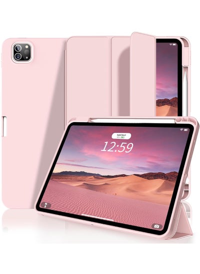 Buy New iPad Pro 12.9 Inch Case 2022/2021/2020 6th/5th/4th Gen with Pencil Holder Smart iPad Case Support Touch ID and Auto Wake/Sleep with Auto 2nd Gen Pencil Charging Pink in UAE