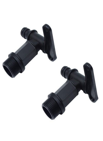 اشتري 2PCS Water Tap, ¾ BSP Thread for Water Hose Connector,  Faucets for Kitchen and Garden Storage Bucket Black في الامارات