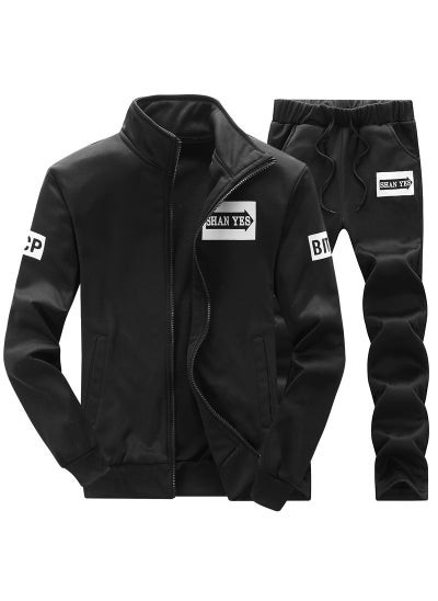 اشتري Mens Trendy Hoodie Jacket and Pants Set Black في السعودية