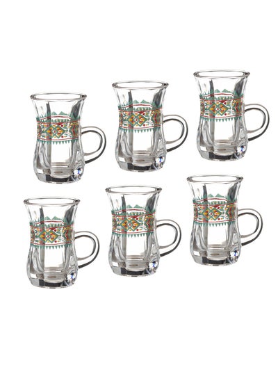 Buy 6 Piece Glass Tea Set multicolour in Saudi Arabia