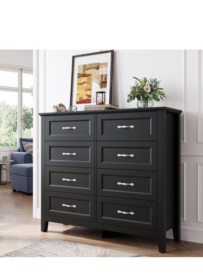 Buy LINSY HOME  -  Wood Dresser Closet With 8 Drawers , Dressers Organizer for Bed Room Living Room, Kids Room, Nursery, Hallway, Black Color, size 120L*39.8W*107.2H cm in UAE