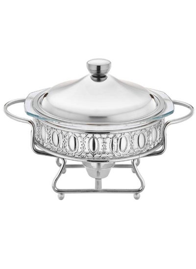 Buy Round Glass Buffet Stove Food Warming Container in UAE