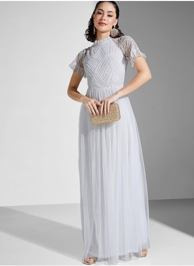 Buy Mesh Tiered Detail Dress in Saudi Arabia