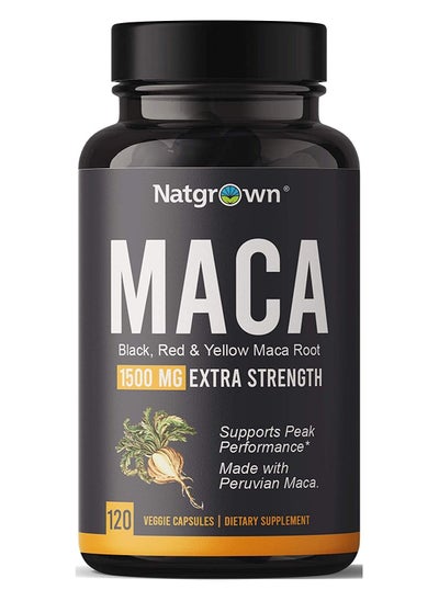 Buy Black, Red & Yellow Maca Root 1500mg Extra Strength - 120 Capsules in Saudi Arabia