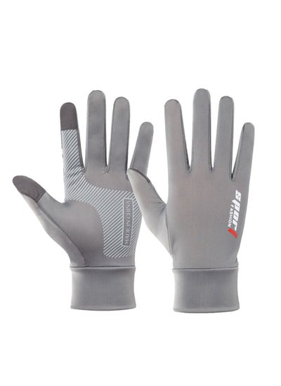 Buy Ice Silk Non-Slip Thin Anti-UV Protection Gloves for Outdoor Sports Driving Riding in Saudi Arabia