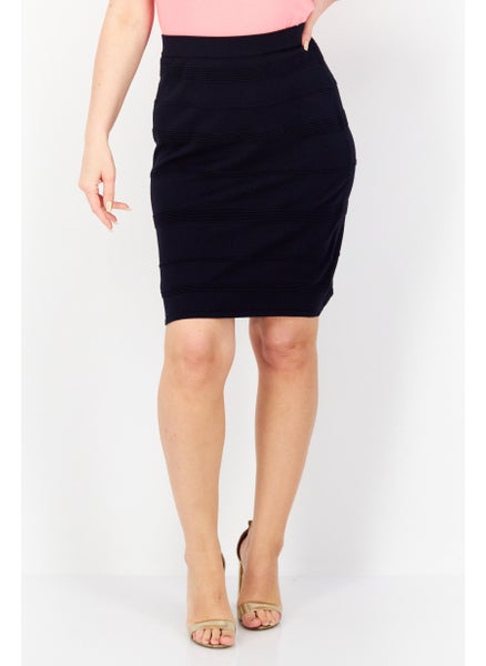 اشتري Women Textured Pull-On Mini Skirt, Dark Navy في الامارات