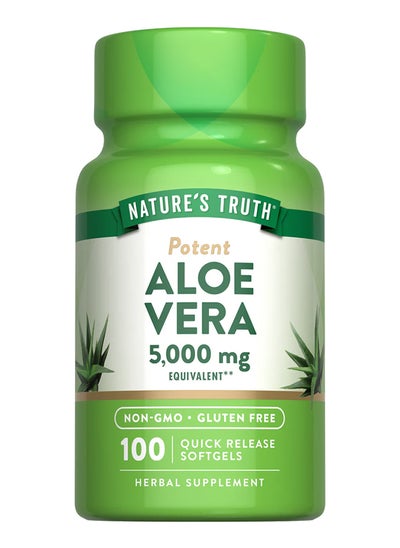 Buy POTENT ALOE VERA 5,000 MG** EQUIVALENT , 100 Quick Release Softgels in UAE