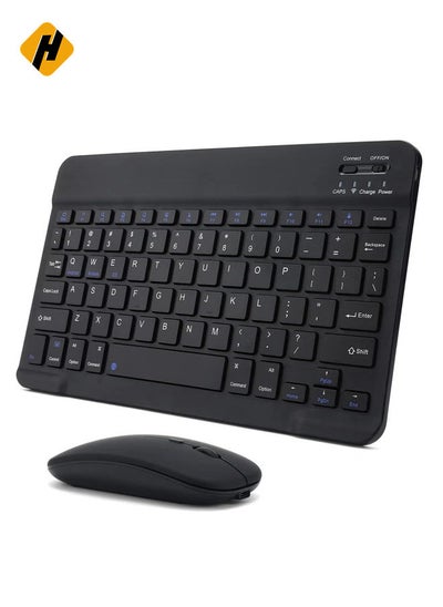 Buy Rechargeable Bluetooth Keyboard and Mouse Combo Ultra-Slim Portable Compact Wireless Mouse Keyboard Set for Android Windows Tablet Cell Phone iPhone iPad Pro Air Mini, iPad OS/iOS 13 and above (Black) in UAE