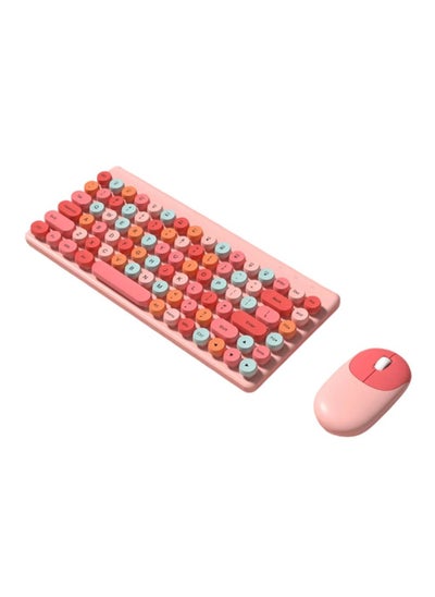 Buy Wireless Keyboard and Mouse Kit, Colorful Mechanical Keyboard Set, Multimedia Function Keys, Plug and Play, Desktop Computer Accessories Pink in UAE