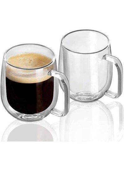 Buy Double Wall Glass Coffee Mugs Tea Cups Set of 2 in Egypt