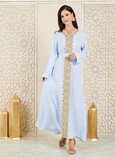 Buy Jacquard Kaftan with Self Tie Up in Saudi Arabia