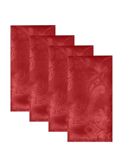 Buy Set of 4 Red Elegance Damask Table Fabric Napkins Handkerchief Wedding 17 x 17 Inch in Saudi Arabia