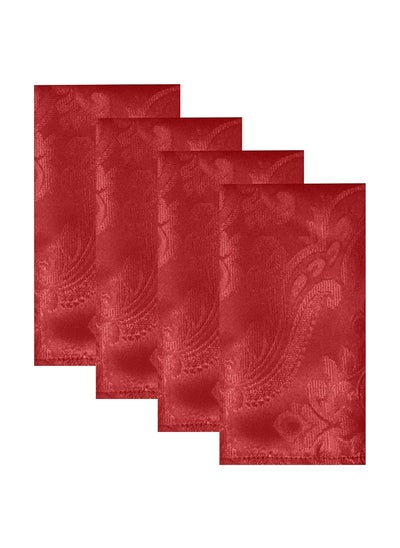 Buy Set of 4 Red Elegance Damask Table Fabric Napkins Handkerchief Wedding 17 x 17 Inch in Saudi Arabia