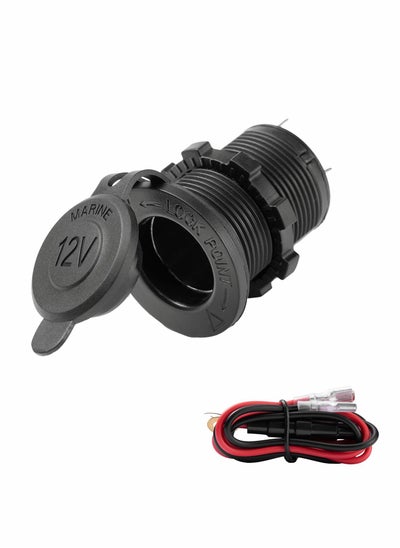 اشتري Universal 12V/24V Car Cigarette Lighter Socket, for Car Marine Motorcycle ATV RV and More, Car Interior Accessories with Waterproof Receptacle في الامارات