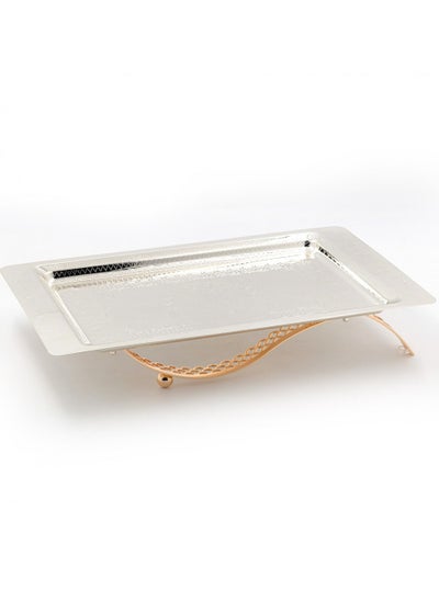 Buy rectangle metal tray silver colour 44 cm in Saudi Arabia