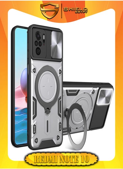 Buy SHIELD EGYPT For Xiaomi Redmi Note 10 4G Armored Camera Shield Cover Camera Lend Protection, Built-in 360° (Silver) in Egypt