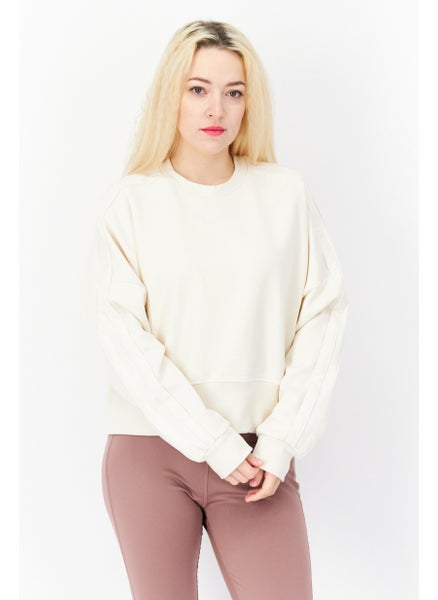 Buy Women Sportswear Fit Long Sleeve Training Sweater, Cream in UAE