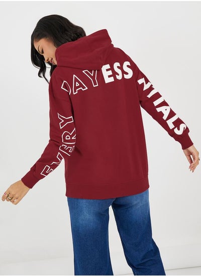 Buy Oversized Longline Dropped Shoulder Hoodie with Back Print in Saudi Arabia