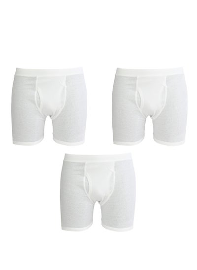 اشتري John Gladstone Cotton Rib Classic Fit Boxer - Pack Of 3 White في الامارات