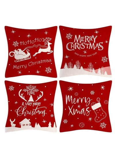 Buy 4Pcs christmas pillow case cover cushion for home decor 45*45cm in UAE