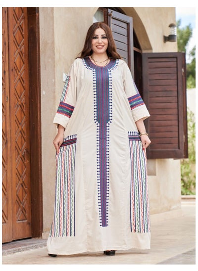 Buy High-quality cotton Arabic jalabiya with an ancient Arabic heritage design in Saudi Arabia