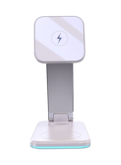 Buy YESIDO Foldable wireless 3 in 1 wireless charger 15w for phone-watch-earphone-white in Saudi Arabia