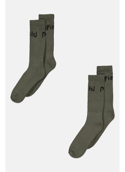 اشتري Men 2 pairs Super Soft Touch Socks, Olive في الامارات